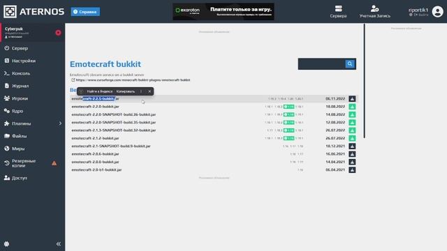 Детальная настройка мода EmoteCraft для сервера на Aternos смотреть онлайн