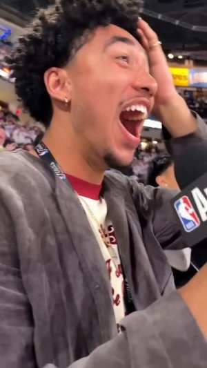 Jared McCain’s reaction to Tyrese Haliburton’s game winning shot in Game 1!