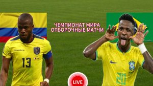 ФУТБОЛ ЧЕМПИОНАТ МИРА. ОТБОРОЧНЫЕ МАТЧИ.  ЭКВАДОР - БРАЗИЛИЯ.  ПРЯМАЯ ТРАНСЛЯЦИЯ