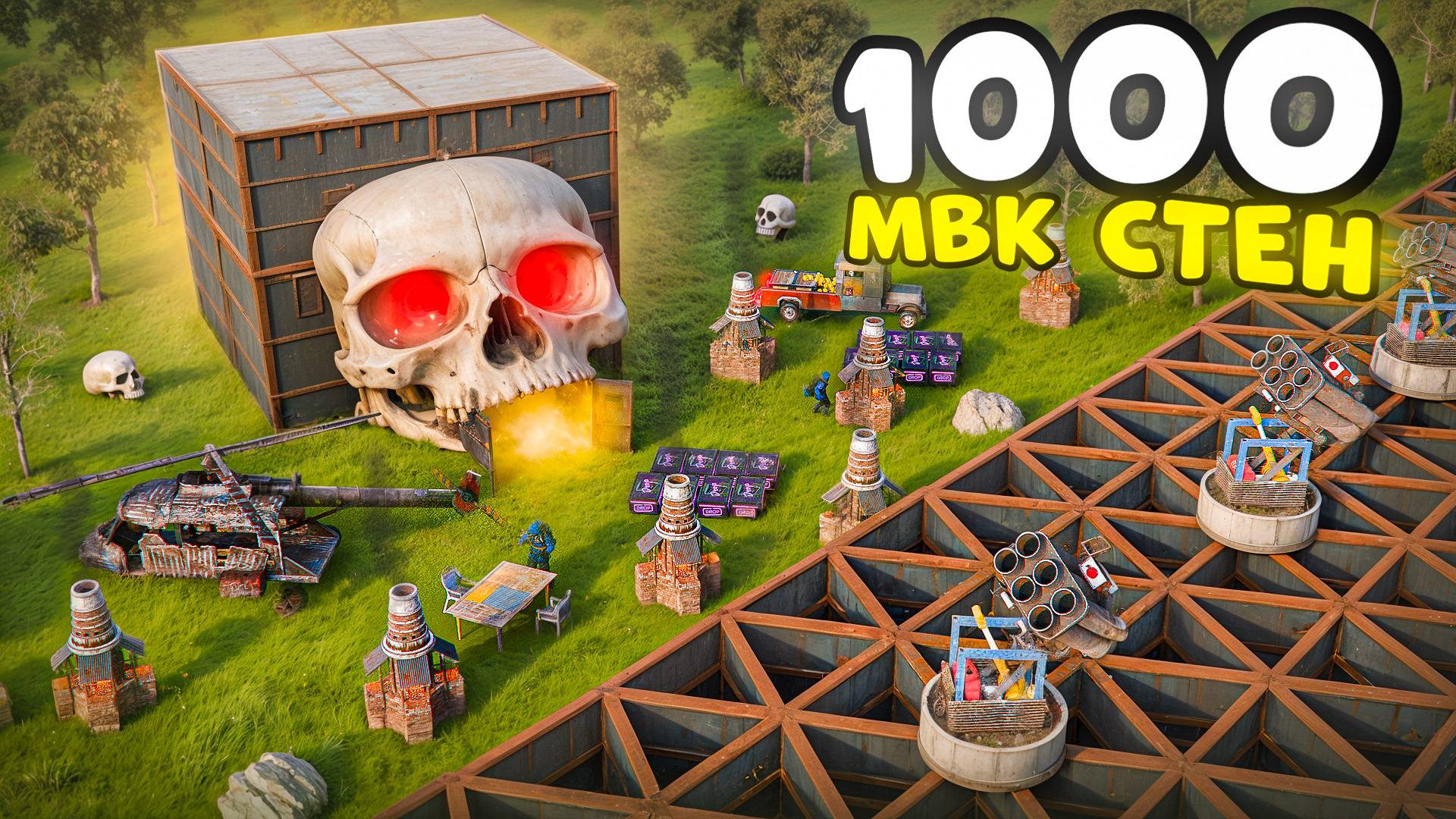 1000 МВК стен в Читерском Черепе! Безумный Дом 😰 в Раст Rust