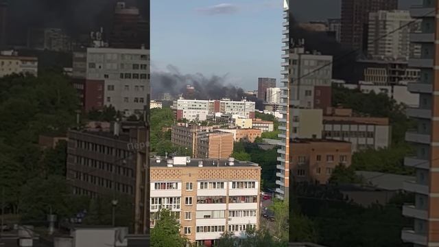 В парке на ул. Ивана Франко произошел пожар в крупном бизнес центре около метро Кунцевская
