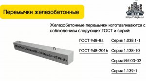 Перемычки железобетонные