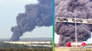 Крупный пожар в Подмосковье. Горит склад с газовыми баллонами и горючими жидкостями