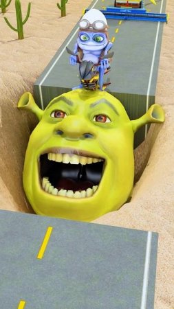 Cars Cross Over Giant Pit on Shrek Moving Bridge