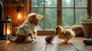 Tiny Cat's Cozy Rainy Day in the Woods! 🌲🍄🐱☔