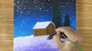 Как нарисовать домик зимой
