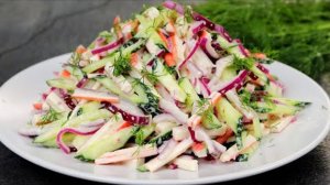 БЫСТРЫЙ Салат с Крабовыми Палочками за 5 минут! Вкусный крабовый салат из 3-х основных продуктов!