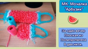 МК. Мочалка "Арбузик" плоская за 1 вечер для начинающих в 2 нити полипропилена.