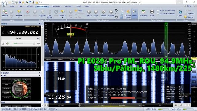 03.06.2025 16:28UTC, [Es], Pro FM, Румыния, 94.9МГц, 1486км