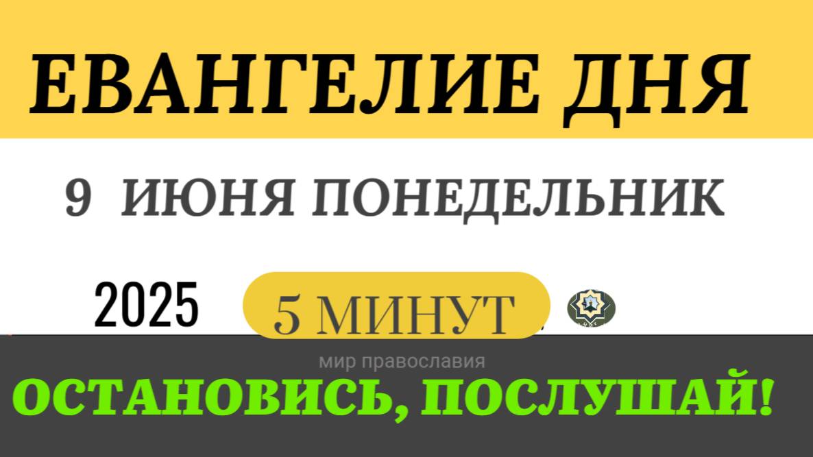 9 июня понедельник Евангелие дня 2025 с толкованием