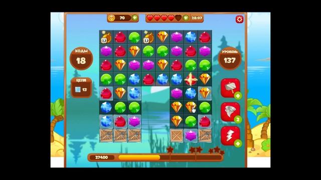 Игра "Сокровища Пиратов" 137 уровень (Как пройти на три з смотреть онлайн