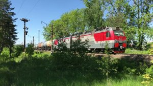 Электровоз 2ЭС5К-457 с наливным поездом на перегоне Кстово - Зелецино