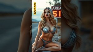 BEAUTY AI 4K. ⭐️A beautiful girl walks out of area 51 and waves for a ride. Is she an Alien