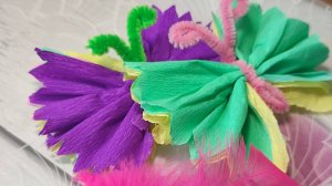 Бабочка из бумаги тишью и пушистой проволоки