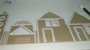 ИЗ КАРТОНА - ПРЯНИЧНЫЙ ГОРОДОК. НОВОГОДНИЙ ДЕКОР ОКНА.