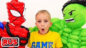 Влад и Ники и их друзья супергерои! Весёлое видео для детей.