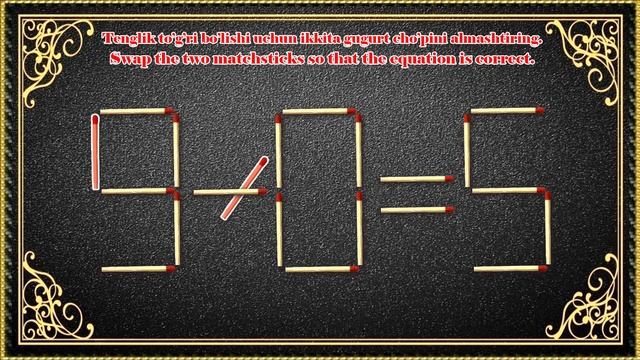 Gugurtli masalalar, Fix the equation, Matchstick puzzle, Задачи со спичками 020