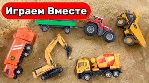 Машинки мультики 🚒 Спасаем экскаваторы и цементовозы с помощью пожарной ! Игрушки мультики