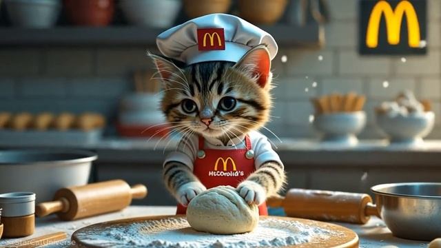 🍔Cat working at McDonald's 🍟😸- Funny Cats Doing Human Things #aicatstory #cat #catlover #cutecat