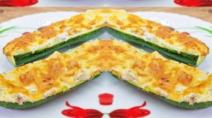 Фаршированные кабачки из духовки. Больше кабачки жарить не будешь! Вкусное настроение👍