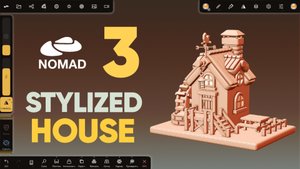 Nomad Sculpt 2.2 | 3д стилизованный домик с водяной мельницей | Часть 3
