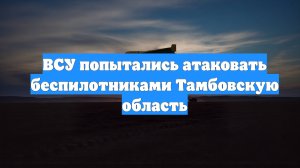 ВСУ попытались атаковать беспилотниками Тамбовскую область