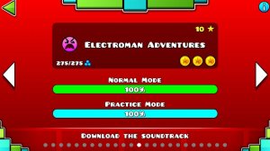 Electroman adventures by RobTop Geometry Dash level 100% all coin