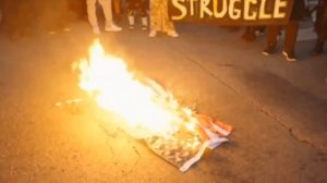 Мигранты жгут флаги страны давшей им убежище и пособия