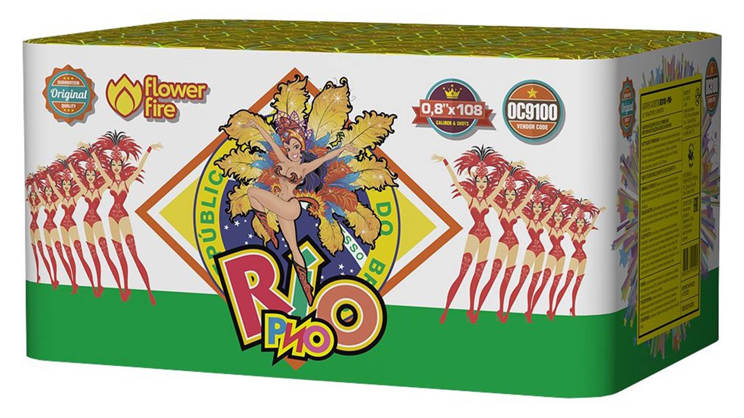 ОС9100 Салют "Рио" (0,8" х 108 зарядов) "Огненный цветок"