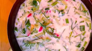 Окрошка с осетриной и мёдом