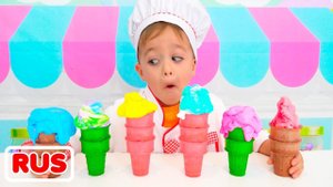 Влад и Ники. Ники играет в магазин мороженого! Видео для детей.