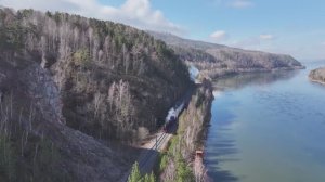 Паровоз вдоль Енисея на линии Красноярск – Дивногорск