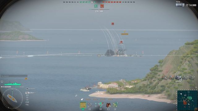 World of Warships, бой на крейсере IV GIUSSANO (Италия), захват базы смотреть онлайн