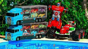 Играем в Игрушки Веселые Мультики про Машинки Тачки Падают в Бассейн