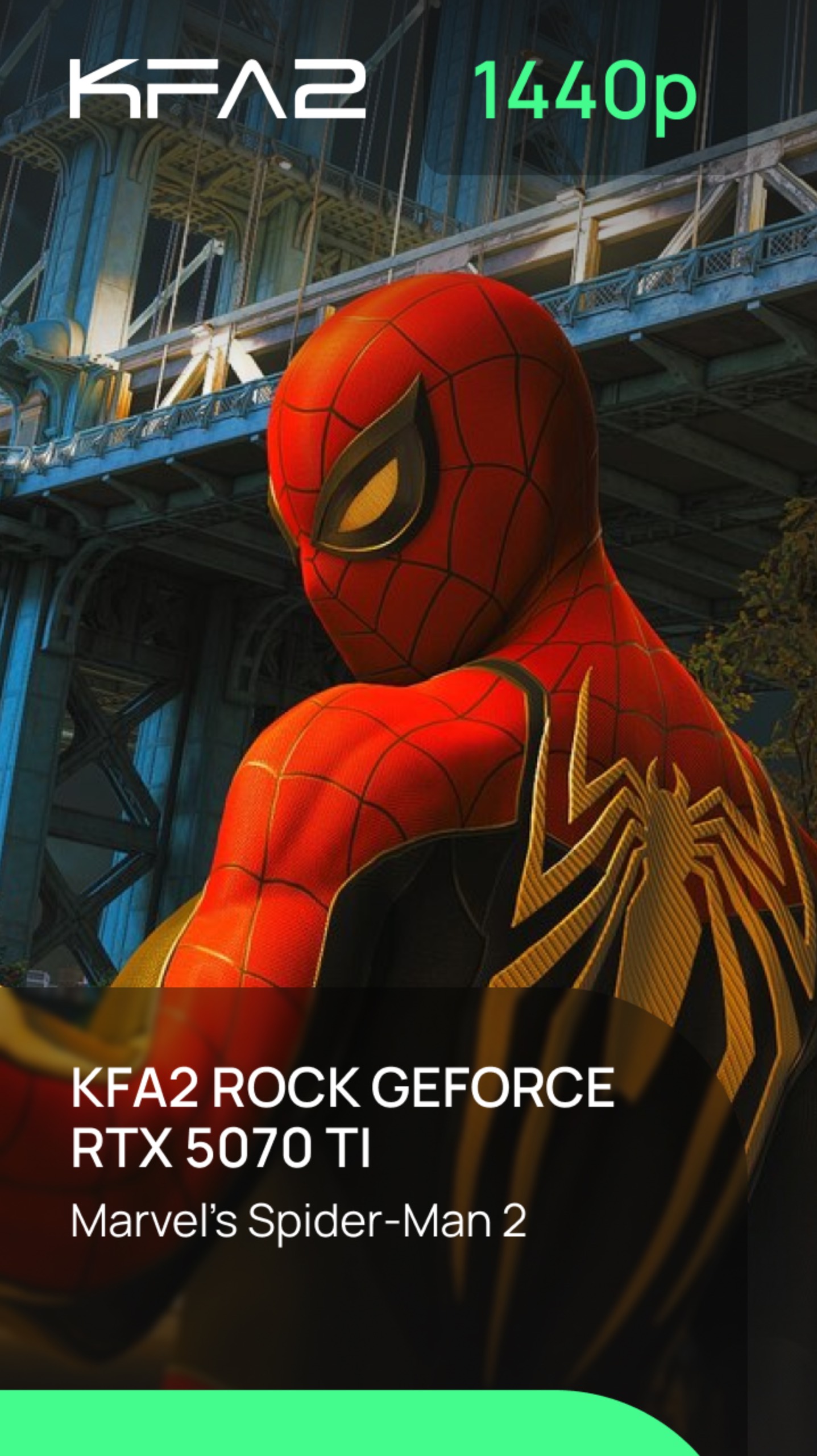 Тест видеокарты KFA2 ROCK GeForce RTX 5070 Ti Black | Marvel's Spider-Man 2 | 1440p (2K) разрешение