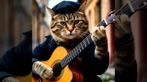 кошак играет на гитаре