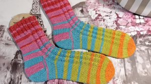 🦉Про вязание 🧶.Готовая работа.Носочки из хлопка 👍