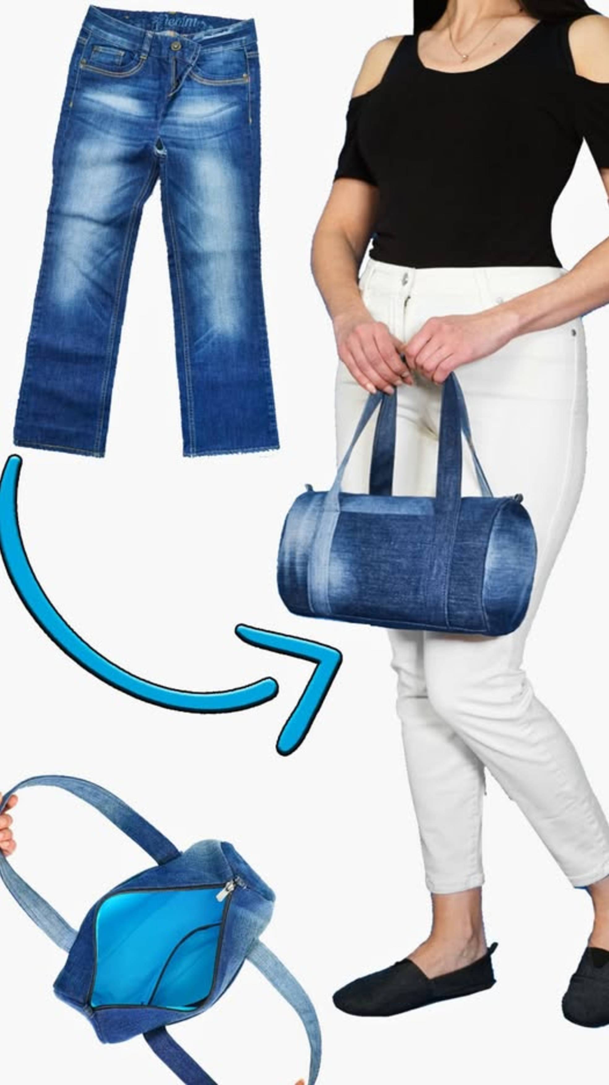 Как легко сшить дорожную сумку своими руками из старых джинсов 👜✂️