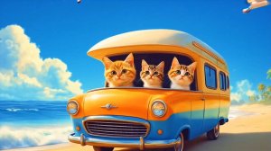 Каникулы на пляже  🐾💛 Самые милые Мама-кошка и ее котята!  😻 🏰