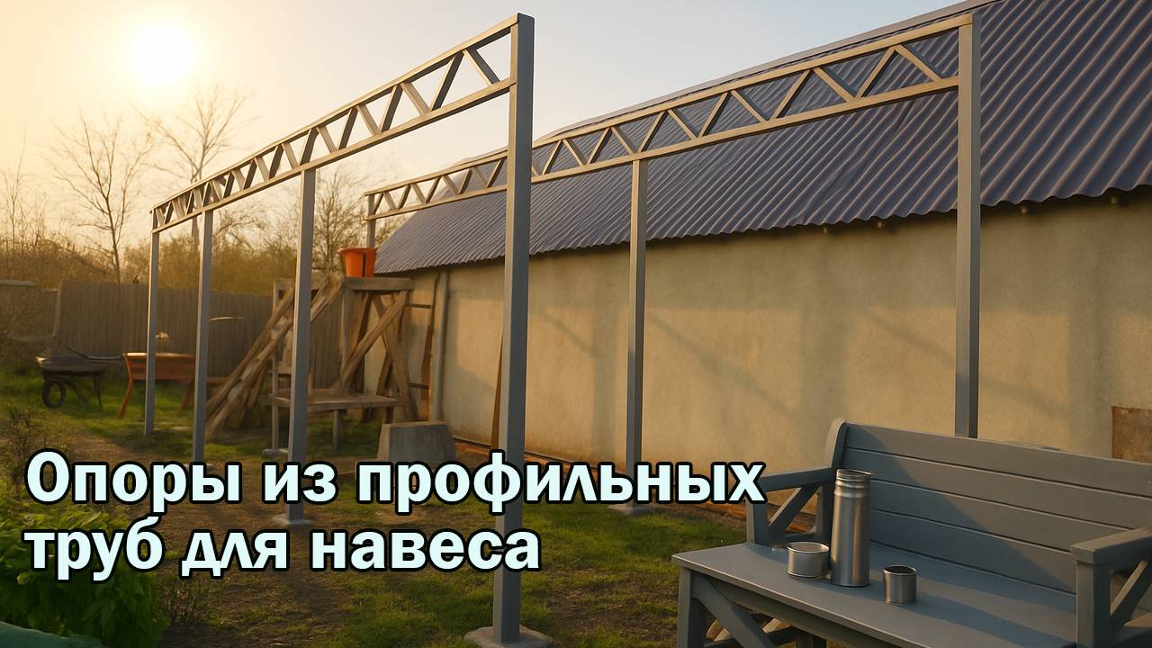 Опоры из профильных труб для навеса