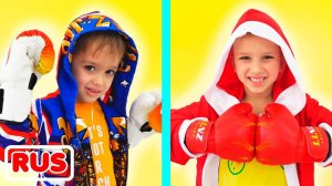 Влад и Ники занимаются спортом и хотят быть сильными и спортивными! Видео для детей.