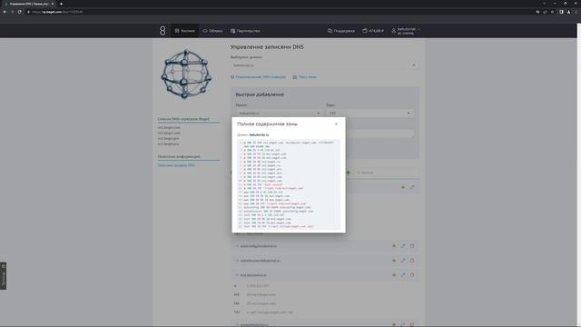 Работа с разделом "DNS" в Beget смотреть онлайн