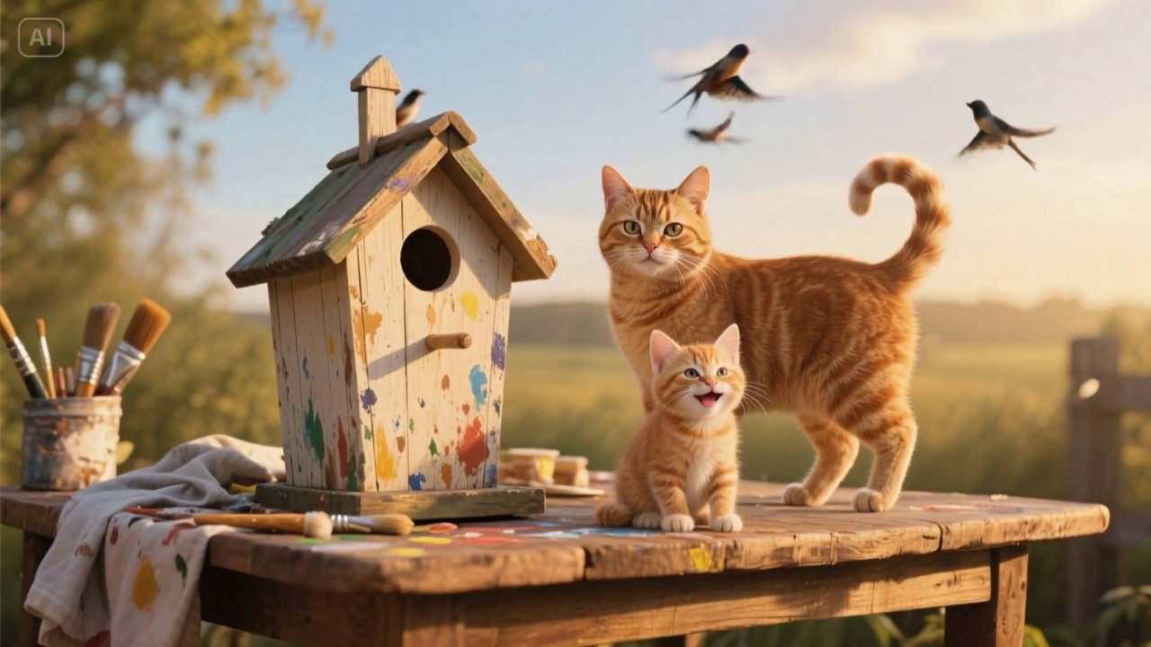 Котик и скворечник