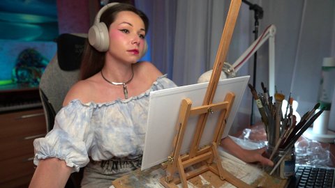 КАРТИНА МАСЛОМ НА СТРИМЕ #ламповыйстрим #девушкастримит #живопись #картина #рисование