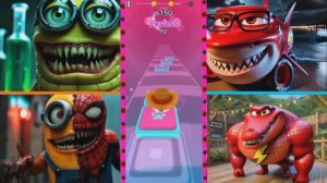 Червяк-миньон🆚 Монстр-акула Маккуин🆚 Миньон и Человек-паук🆚 Черепица-крокодил Маккуин, прыгающий