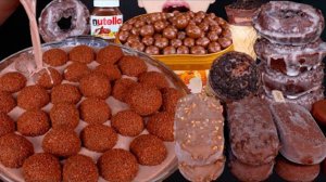 асмр шоколадный рисовый торт, мороженое, Нутела