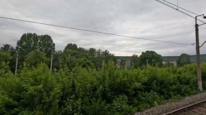 Вид из окна поезда - Через Жигулевские горы и реку Волгу