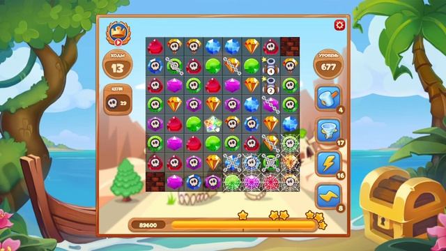 Как пройти уровень 677 игры Сокровища Пиратов смотреть онлайн