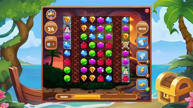 Как пройти уровень 1049 игры Сокровища Пиратов смотреть онлайн