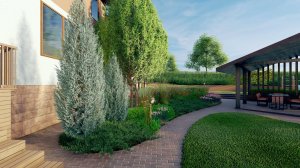 Ландшафтный дизайн участка "Молочный шоколад"